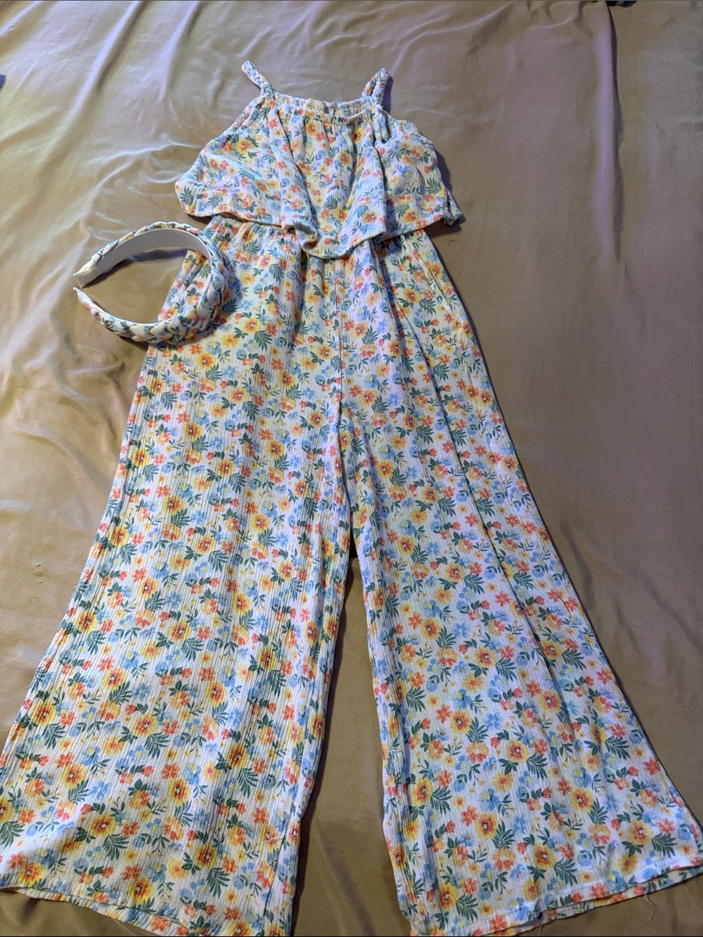 Cynthia Rowley Yellow & Blue Floral Wide-Leg Jumpsuit